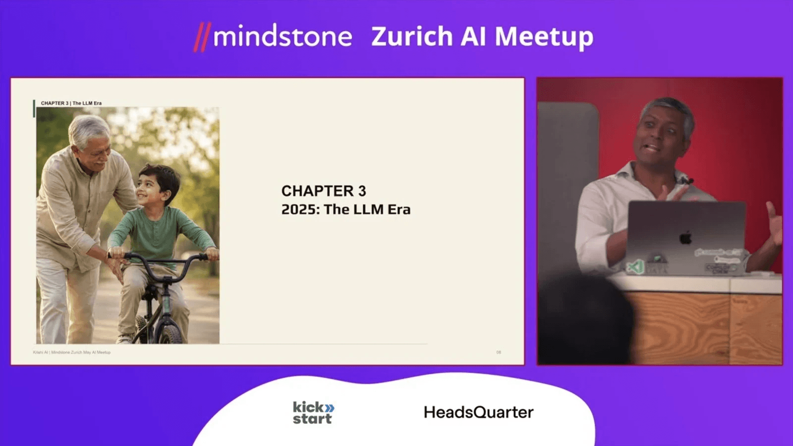 Vivek Maswadkar presenting the public talk From Village Fields to AI