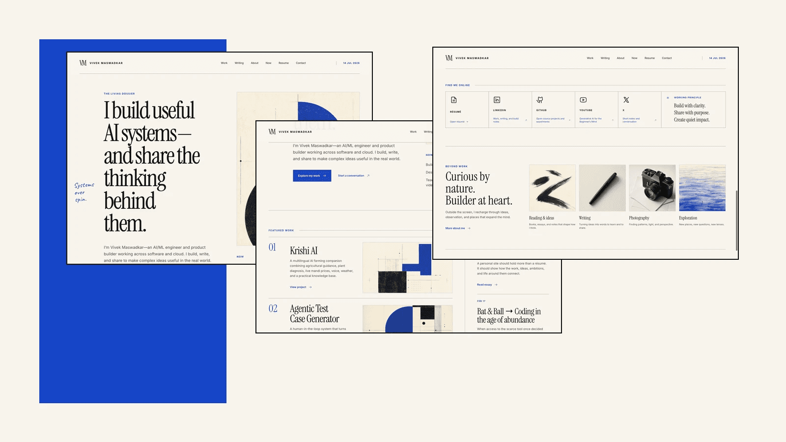 Truthful desktop and mobile collage of the chapter-led personal portfolio